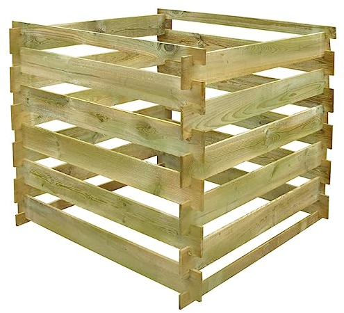 vidaXL Compostiera Giardino Doghe Quadrata 0,54mc Rifiuti Compost Contenitore per Compost Box Rifiuti Giardino Contenitore da Esterni Legno Pino