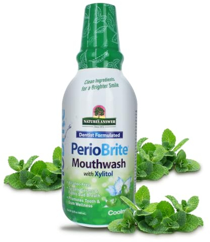 Nature's Answer Periobrite Cool Mint All-Natural Mouthwash | Promotes Healthy Teeth & Gums | Fights Bad Breath | Flouride-Free, Alcohol-Free & Gluten-Free | No Articial Preservatives 16oz (2 Pack)