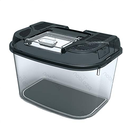 Nobleza Terrarium für Reptilien und Amphibien, Transparente Kunststoff Reptilienzucht Box für Schildkröte Eidechse Spide Hornfrosch Käfer, Tragbarer Reptil Fütterungsbox, L(28 * 18 * 18cm)