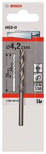 Bosch Professional 1x Metal drill bits HSS-G DIN 338 (for metal, Ø 4.2 x 43 x 75 mm, Accessory Drill Driver)