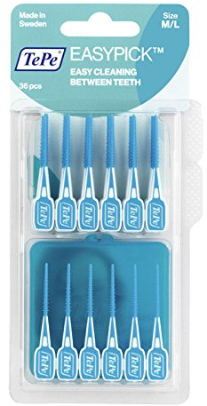 TePe Easy Pick Interdental Brush, Blue, Size: M/L, Pack of 4 x 36