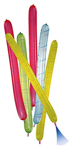 Amscan 6471 - Latex Raketenballons mit Mundstücken, 6 Stück, circa 100 cm lang, farbig sortiert, Luftballon