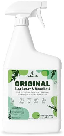 Cedarcide Original Bug Spray | Repel & Kill Fleas, Ticks, Mosquitoes, Mites, Ants & Chiggers | for use on People, Pets & Home | Natural Cedar Oil | Eco-Friendly | Quart