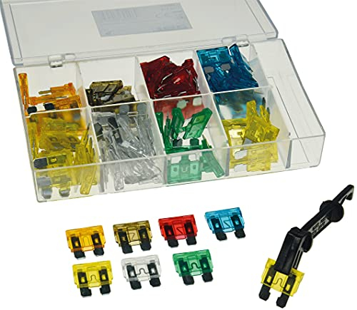 ChiliTec Lot de 100 fusibles Plats pour Voiture avec boîte de Rangement