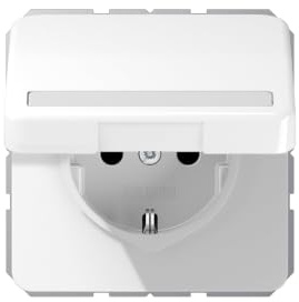 Jung Schuko Steckdose 16 A 250 V Bruchsicher mit Klappdeckel und Schriftfeld 6 x 37 mm Serie CD Alpinweiß, 1 Stück, CD 1520 BFNAKL WW
