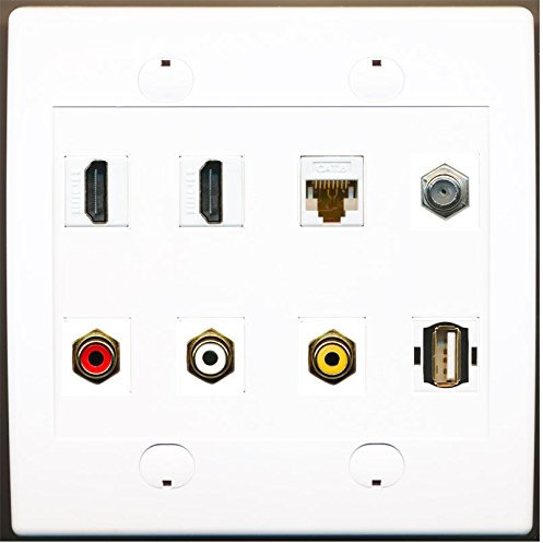 RiteAV 2 puerto HDMI 1 Cable Coaxial 3 x RCA Composite USB placa de pared