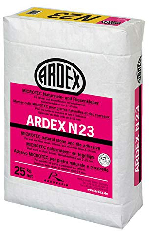 ARDEX N23 MICROTEC Naturstein- und Fliesenkleber 25kg mit ARDURAPID® - Effekt Für Wand- und Bodenflächen im Innenbereich.