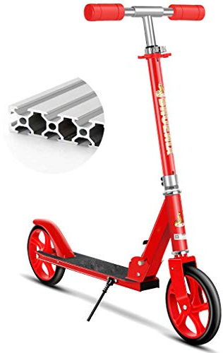 WRRAC-Trampolin Kick Scooter für Erwachsene Mit Schnellverschluss-Faltsystem Faltbare Trick-Scooter mit Schultergurt 200 mm große Räder Aluminiumlegierung Deckstütze 90 kg