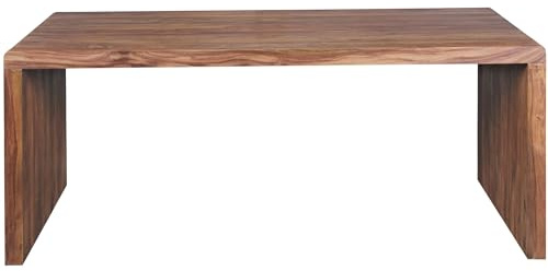 FineBuy Schreibtisch 180x90x76 cm Sheesham Massivholz mit Ablage Braun