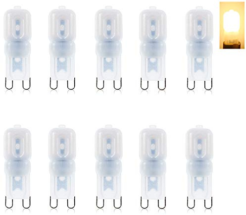 VANSUKY AC220V G9 3W (10 Packungen) warmweiß Led Lampen, 2835SMD Energiesparlampe. 300lm entspricht 20W Halogenbirne, 360° Abstrahlwinkel