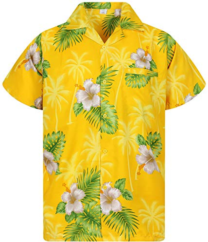V.H.O. Funky Chemise Hawaienne, Small Flower, Jaune, XXL