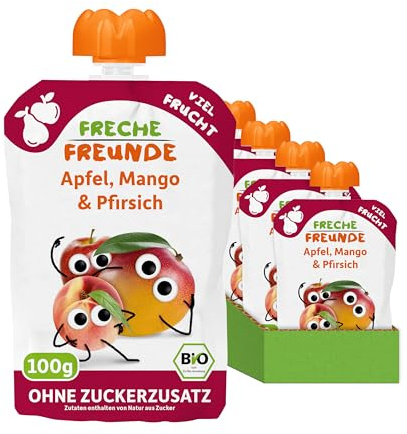 FRECHE FREUNDE Bio Quetschies Apfel, Mango & Pfirsich, (6x100g)