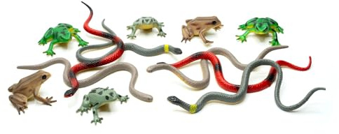Miniblings 12x Schlangen Frösche Echsen Salamander Tierfiguren Aufstellfiguren Reptilien