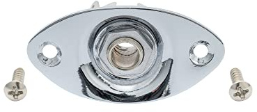 Musiclily 6,35mm Ovale Ausgang Klinkenbuchse Jack Plate Socket mit Schrauben für E-Gitarre,Chrom
