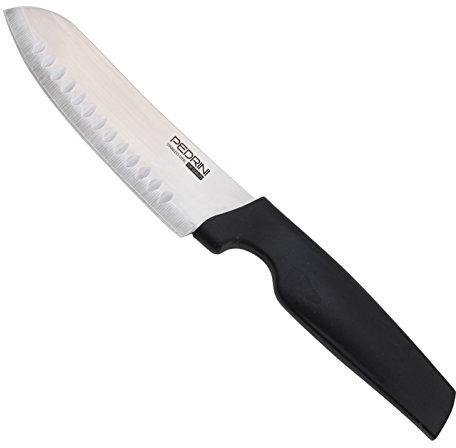 Pedrini 281.42 Coltello Santoku, Acciaio Inossidabile, Nero, 26.5x38x20 cm