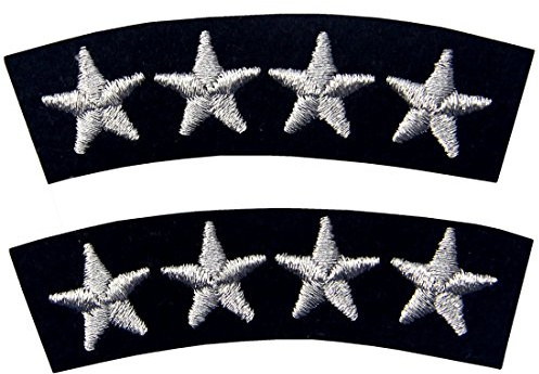 Navy Uniform Vier Sterne Gestickte Mode Dekorative Eisen Auf Nähen Auf Patch, Silber, 2er Pack