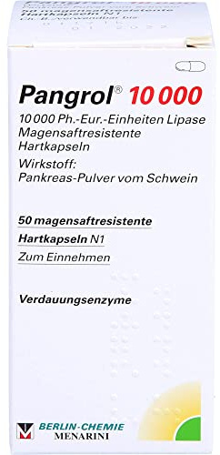 Pangrol 10 000, 10 000 Ph.-Eur.-Einheiten Lipase Magensaftresistente Hartkapseln, 50 St. Kapseln