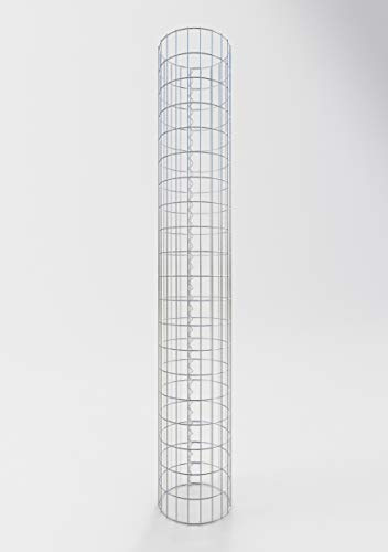 GABIONA Colonne de Pierre Panier Gabion Rond Largeur de Maille 5 x 10 cm, Hauteur 200 cm, Spirale Fermeture, galvanisé 32 cm Durchmesser