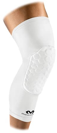 McDavid 6446X Teflx Extended Cuff Padded Leg Support Sleeves 1 Pair, White Small