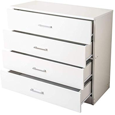 Home Treats White Chest of Drawers Bedroom Furniture I 4 Drawer Chest of Drawers I Anti Bowing Drawer Support I Clothes Organiser for Any Room I Easy to Assemble
