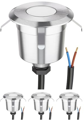 ledscom.de 4 Stück LED Bodeneinbauleuchte AGENA für außen, IP65, edelstahl, rund, 60mm Ø, warmweiß