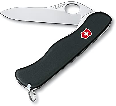 Victorinox, Sentinel One Hand, coltellino svizzero (4 funzioni, grande lama bloccabile a una mano) colore nero