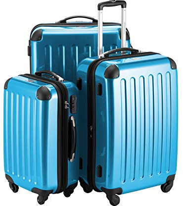 HAUPTSTADTKOFFER Alex - 3er Kofferset, Trolley-Set, Rollkoffer, Reisekoffer, (S, M & L), Cyanblau