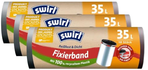 3x Swirl Fixierband Müllbeutel 35L (10 stk./Rolle)