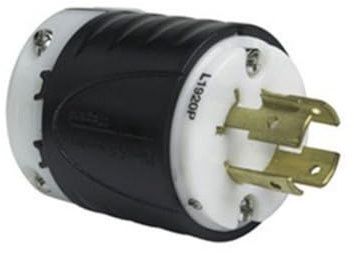 Legrand Pass & Seymour L1920P Turnlok Industrial Spec Grade Locking Plug, 20 Amp 3 Phase 277/480V, NEMA L19-20P, Black/White (1 Count)
