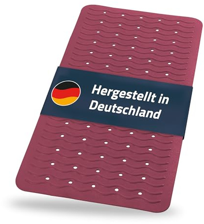 RIDDER – Badewanneneinlage Playa 38x80cm, lila, 100% TPE | Made in Germany Badewannenmatte aus hautfreundlichem TPE. Maschinenfeste Antirutschmatte mit Saugnäpfen & Ablauföffnungen