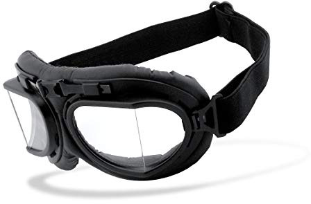 Helly Bikereyes CHILLOUT RIDER® | Motorradbrille | Damen & Herren | retro, vintage | Sicherheitsgläser, Antibeschlag | PU-Leder | schwarz, braun, chrom (klar/schwarz)