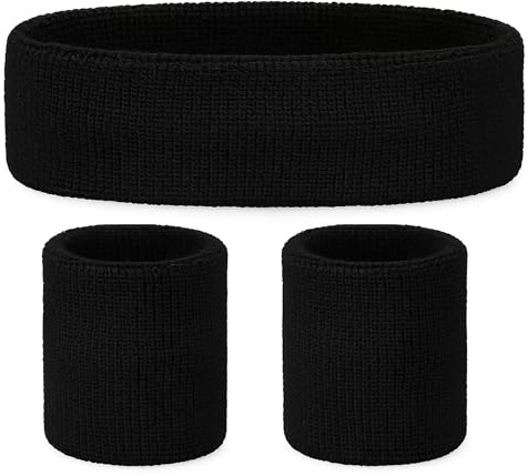 Schweissband und Stirnband Set – Schweißband Neon für 80er Jahre Outfit Damen - Neon Accessoires für Fun Runs Team Building Events Pride Partys Gymnastik Sport Tennis – Stirnband 80er Jahre