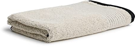 möve Eden Saunatuch Biesenbordüre 80 x 200 cm aus 80 % Baumwolle / 20 % Leinen, nature / black