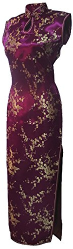 7Fairy Women's Burgundy Keyhole Long Chinese Party Dress Cheongsam Size 4 US