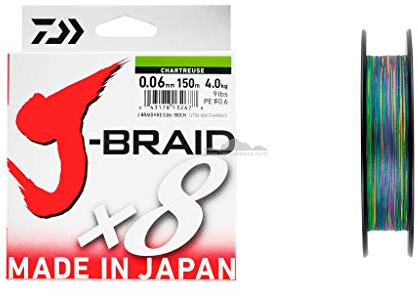 Daiwa J-Braid 8 Braid Geflochtene Angelschnur, Mehrfarbig, 300 m, Dm: 0,16 mm