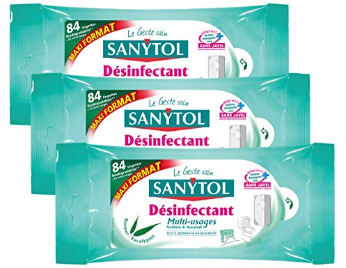 Sanytol Set di 84 salviette disinfettanti multiuso Eucalipto Maxi – Set di 3