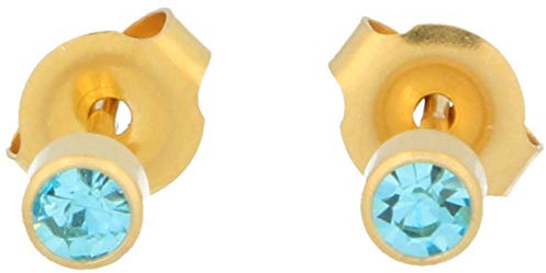 Erstohrstecker Chirurgenstahl vergoldet Sterile Ohrstecker 4mm Zarge mit Stein
