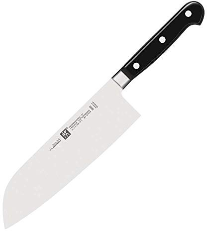 ZWILLING Professional S Santokumesser, Klingenlänge: 18 cm, Großes Klingenblatt, Rostfreier Spezialstahl/Kunststoff-Griff mit Nieten, Schwarz [Made in Germany]
