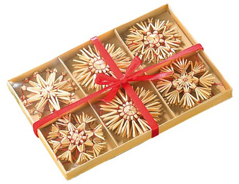 infactory Strohstern: 24 Festliche Strohsterne für den Weihnachtsbaum (handgefertigt, groß, klein)