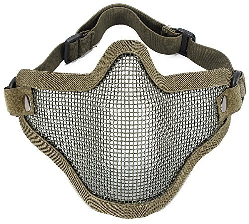 MECO(TM)Matrix Iron Face Carbon Steel Striker Metal Mesh Lower Half Mask (Army Green)