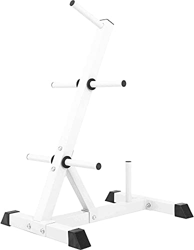 GORILLA SPORTS® Hantelscheibenständer - 6 Scheibenaufnahmen, für Ø 30 mm Gewichtsscheiben, bis 200 kg Belastbar, aus Stahl, Schwarz/Weiß - Scheibenständer, Hantelständer, Hantelablage, Hantelbaum, Gym