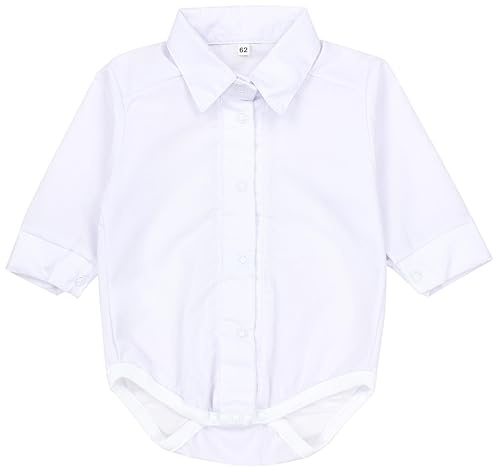 TupTam Body Bebé Niño con Cuello – Body Bebé Manga Larga Estilo Camisa – Ropa Bebe Niño 0-3 Meses para Ceremonia, Blanco, 86