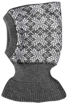 100% Merino lana pasamontañas hecho punto invierno otoño sombrero bufanda bebé niños, Gris oscuro-gris claro, Small