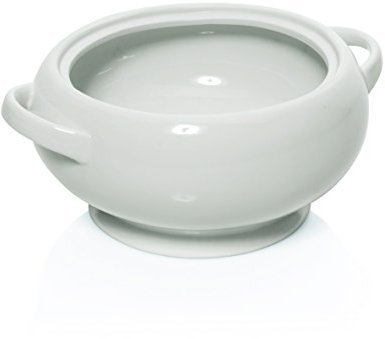 Terrine aus Porzellan, ohne (Inhalt: 2,5 ltr., Höhe: 11 cm, Ø 21,5 cm) oder mit Deckel (Inhalt: 2,5 ltr., Höhe: 16,5 cm, Ø 21,5 cm) - Deckel mit Löffelausschnitt (Mit Deckel)