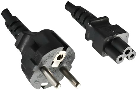 DINIC Netzkabel Stromkabel CEE 7/7 - Schutzkontaktstecker auf C5 (5,00m, schwarz)