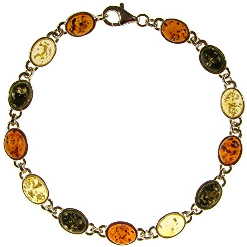 Pulsera de plata de ley 925 con ambar del Baltico joyeria