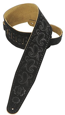 Levy's Leathers Embossed Suede Series Gitarrengurt aus Wildleder | Breite 7,6 cm | Paisleymuster | Schwarz | (PMS44T03-BLK)