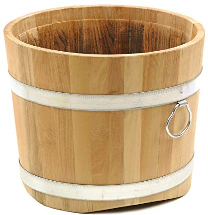 Dehner Holzkübel, Ø 35 cm, Höhe 34 cm, Robinie, natur, Braun