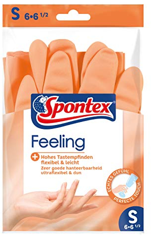 Spontex Feeling Haushaltshandschuhe, für alle feinfühligen Putz- und Pflegearbeiten im Haushalt, hohes Tastempfinden, Größe S (12 x 1 Paar)
