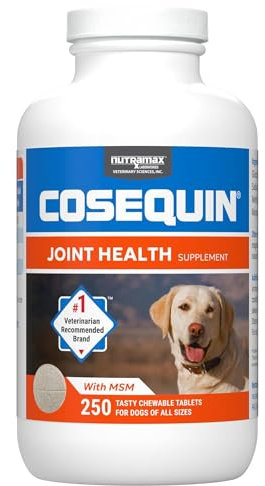 Cosequin Nutramax Maximum Strength Joint Health Supplement for Dogs - With Glucosamine, Chondroitin, and MSM, 250 Chewable Tablets